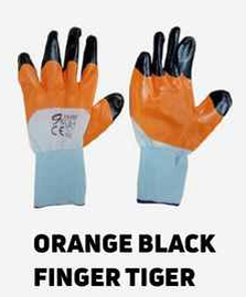 Coated Gloves – Orange Black Finger Tiger