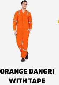 Orange Safety Dangri with Reflective Warning Tape