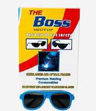 The Boss Blue Frame Dark Shade Welding & Site Glasses