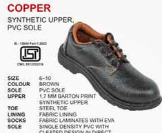 Copper Synthetic Upper PVC Sole ISI Steel Toe Shoes (Brown)