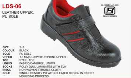 LDS-06 Industrial CG Grain Leather Velcro Strap PU Sole Shoes