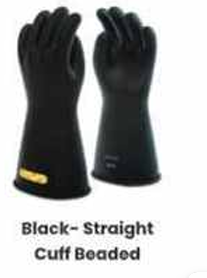 Black Straight Cuff Beaded High Voltage Dielectric Gloves