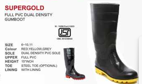 Supergold 15-Inch Full PVC Dual Density Sole Mining Gumboots