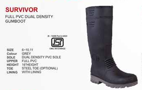 Survivor 16-Inch Full PVC Dual Density Sole Mining Gumboots