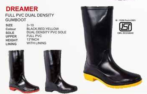 Dreamer 13-Inch Full PVC Dual Density Sole Industrial Gumboots