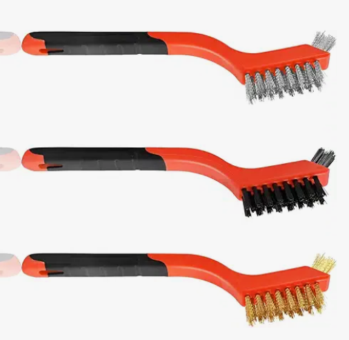 3-Piece Mini Heavy Duty Wire Scratch Cleaning Brush Set (Steel / Brass / Nylon)
