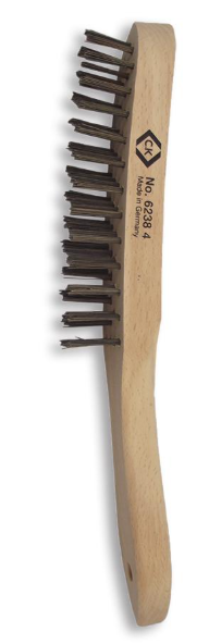 CK No. 6238 4-Row Steel Wire Scratch Brush with Solid Hardwood Handle