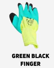 Coated Gloves – Green Black Finger