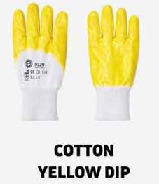 Cotton Yellow Dip Gloves