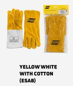 ESAB Yellow White Cotton Backed Welding Leather Gloves